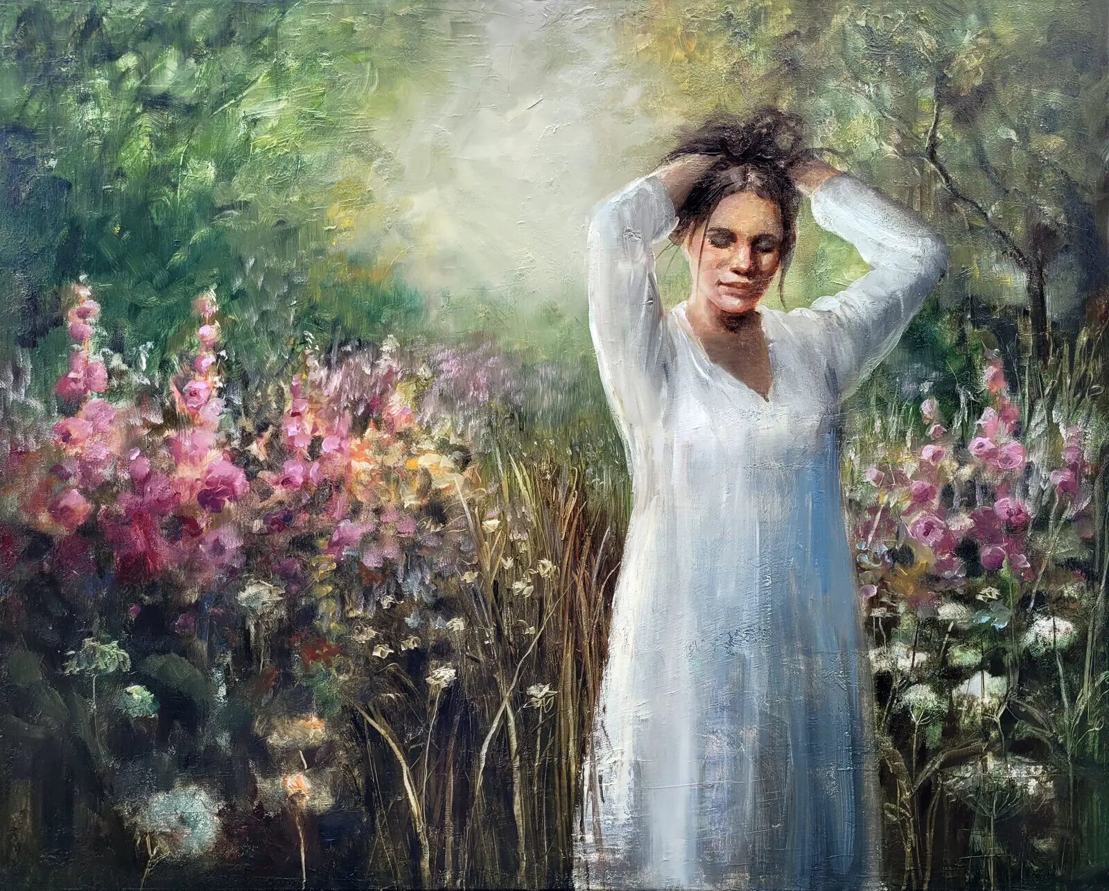 Oljemålning Morning stillness av Malin Östlund