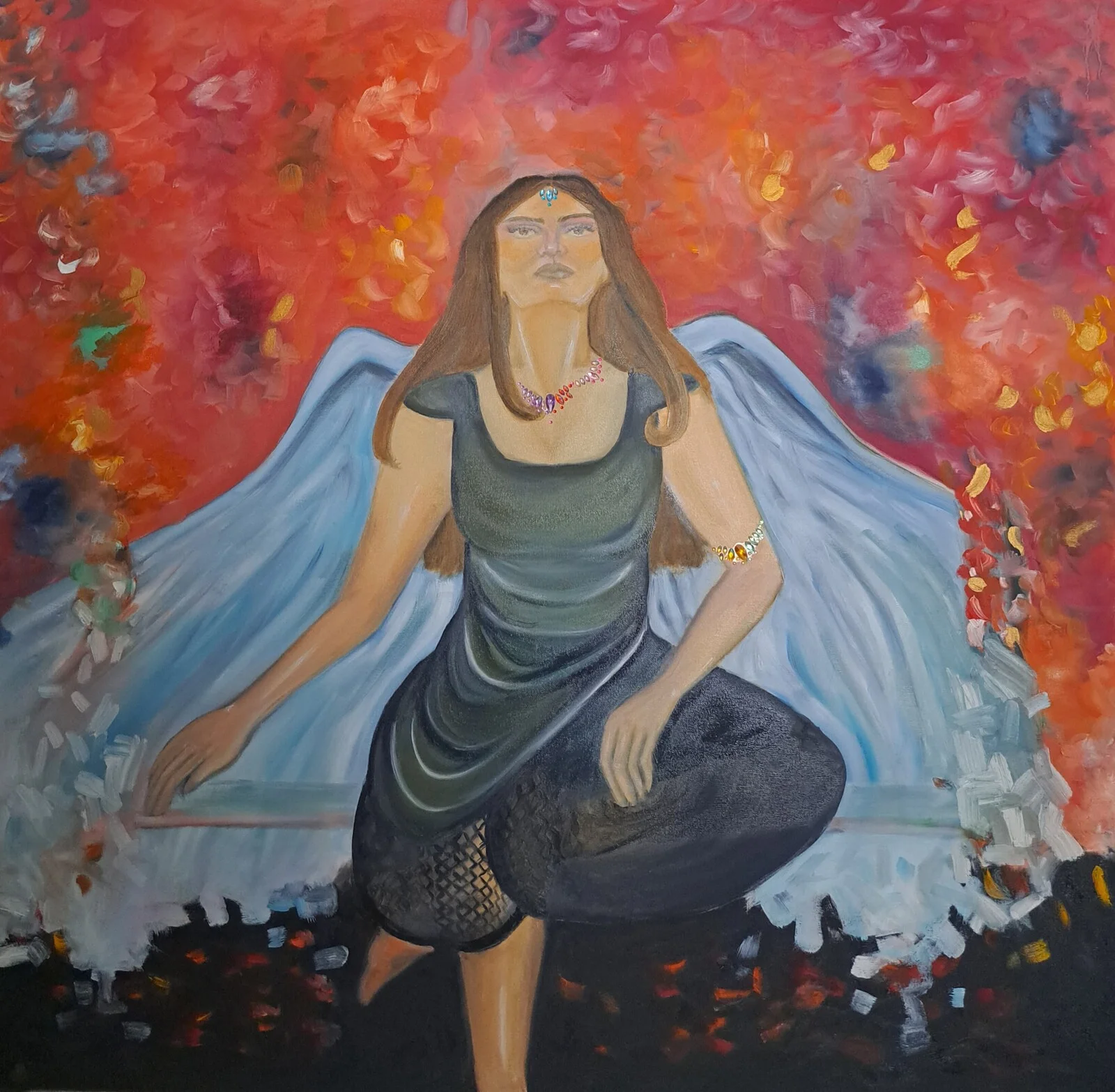 Oljemålning Colourful raindrops av Budoor Alsaberi