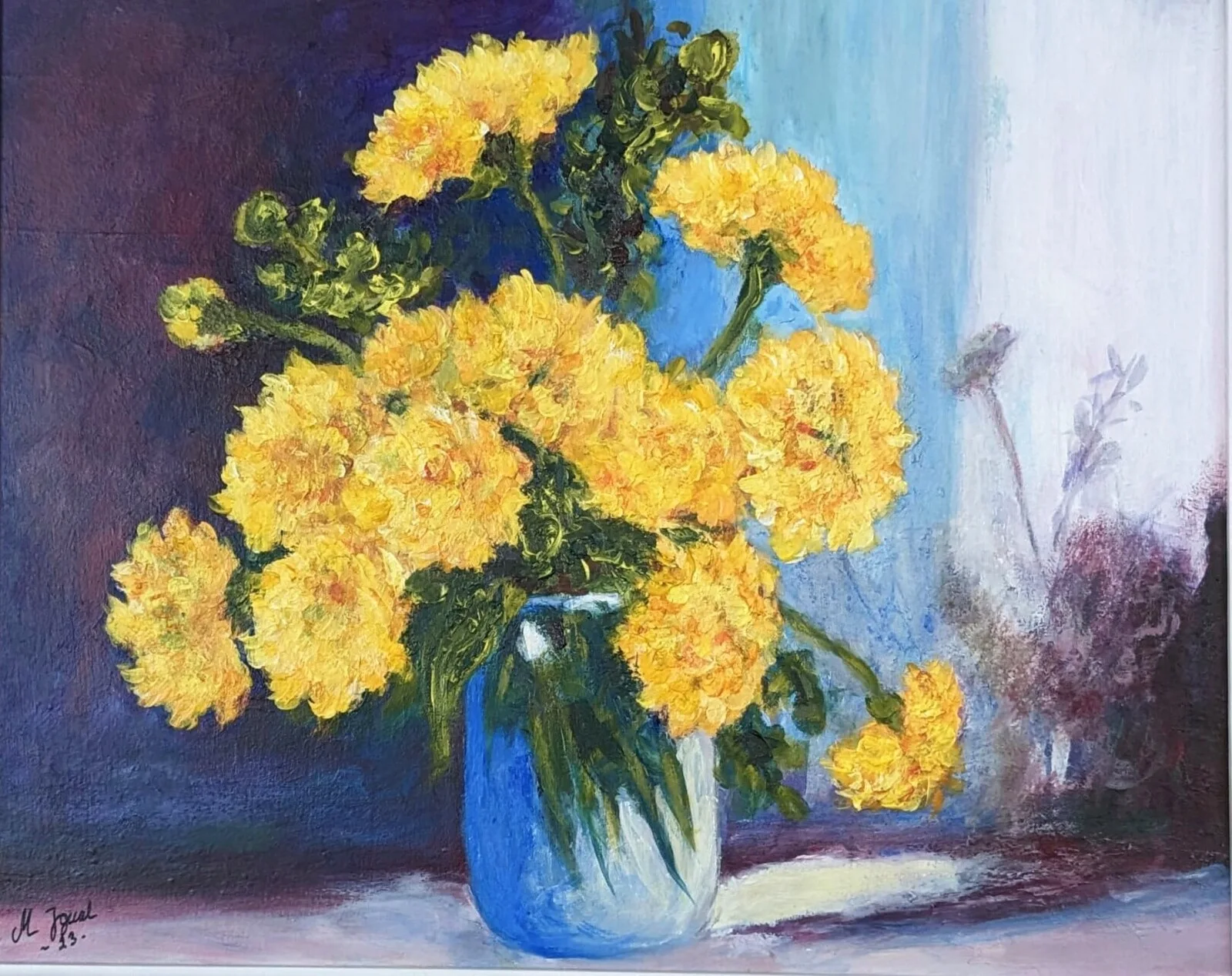 Akrylmålning Crisantemos av Maria Igual Mattsson