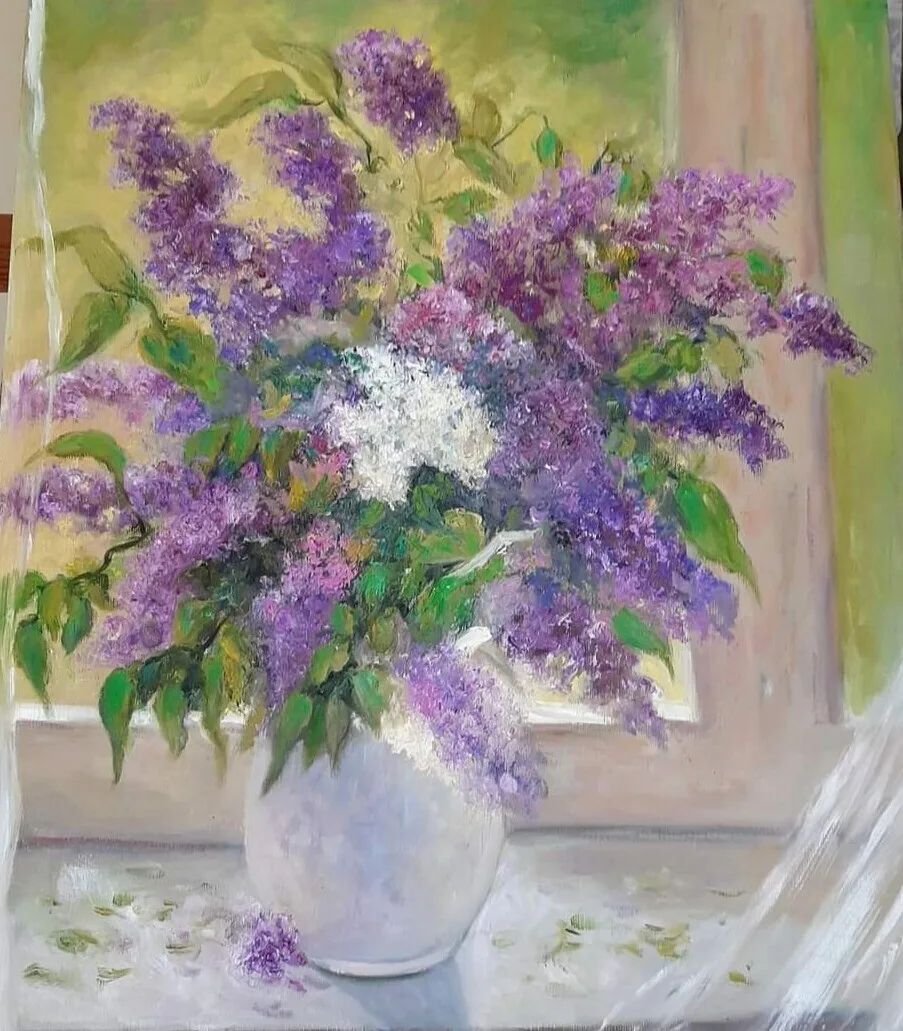 Oljemålning Mes lillas av Maria Igual Mattsson