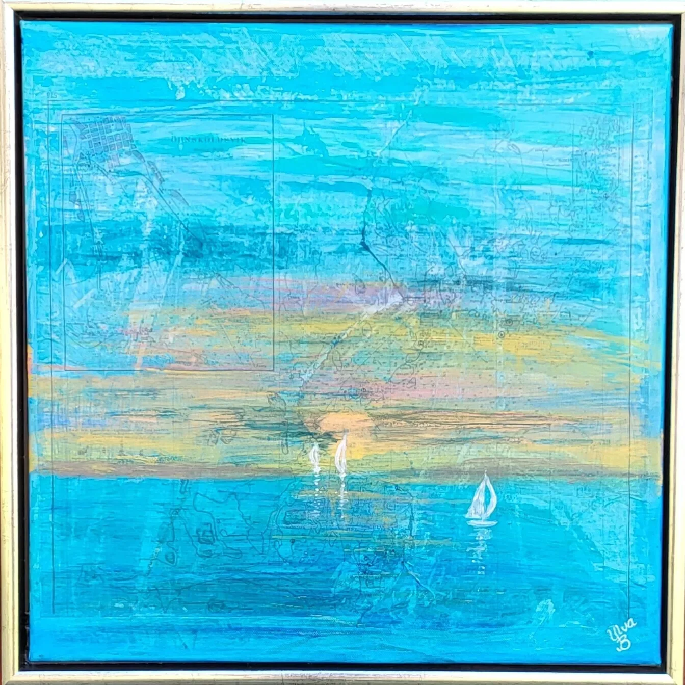 Akrylmålning Sailing in the High Coast of Sweden av Ylva Berglund