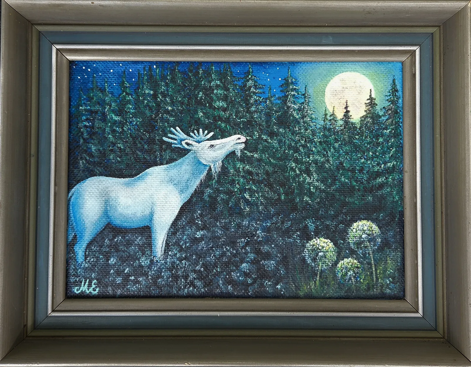 Akrylmålning Spirit of the northern woods av Malin Eklund