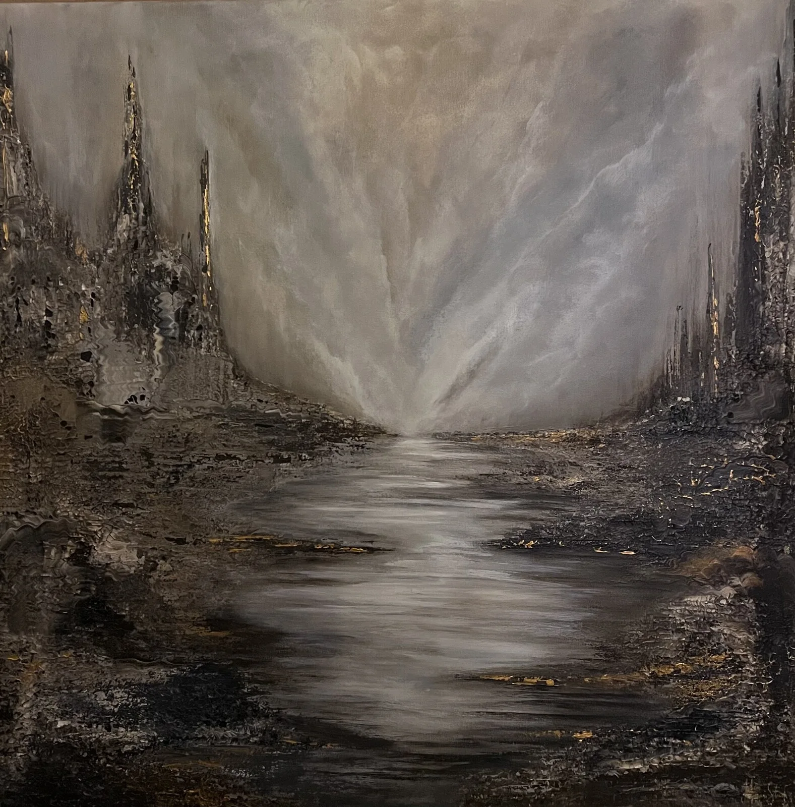 Akrylmålning Golden darkness av Marie Staaf