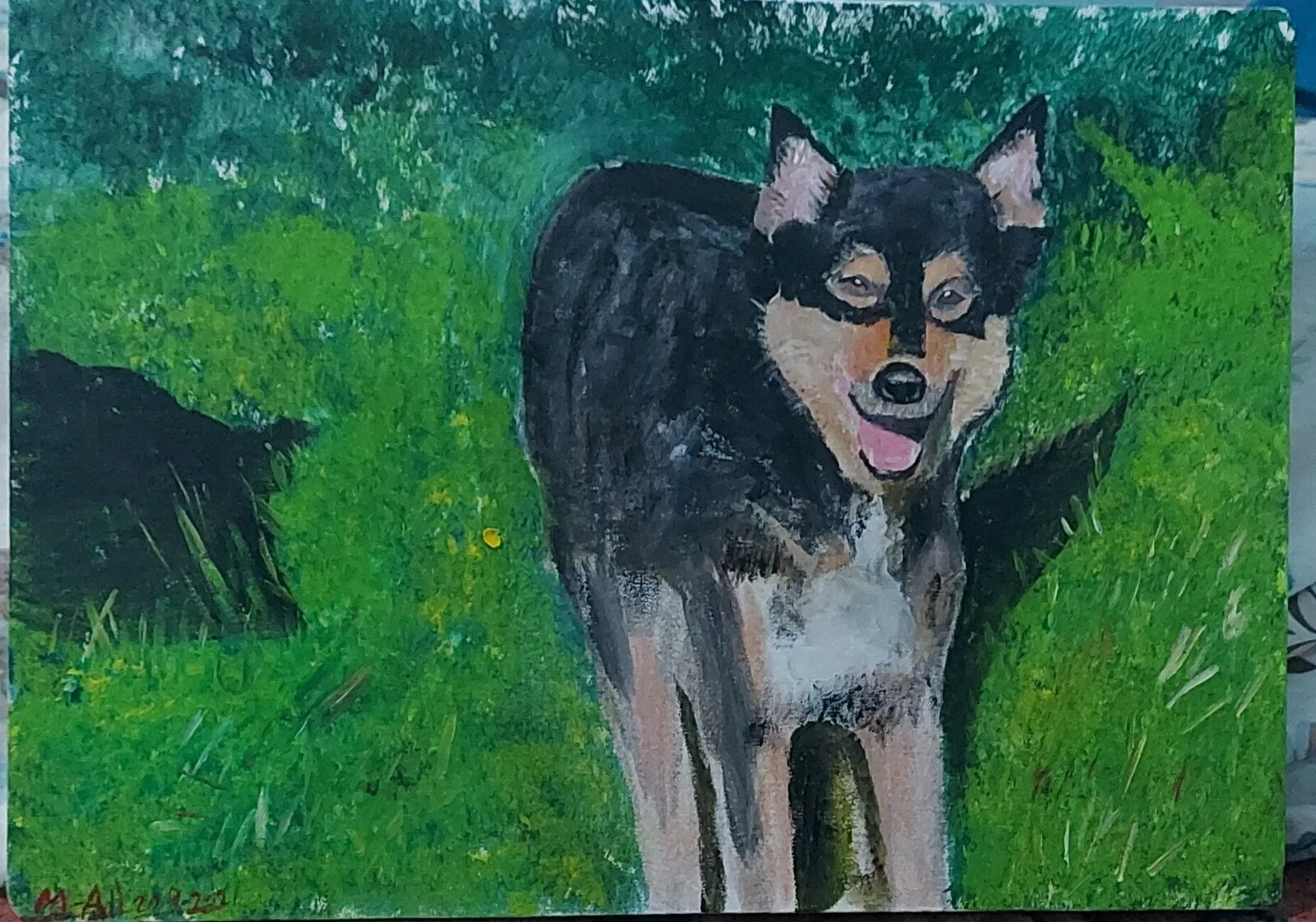 Akrylmålning Dog av Mohammad Ali Qasimi