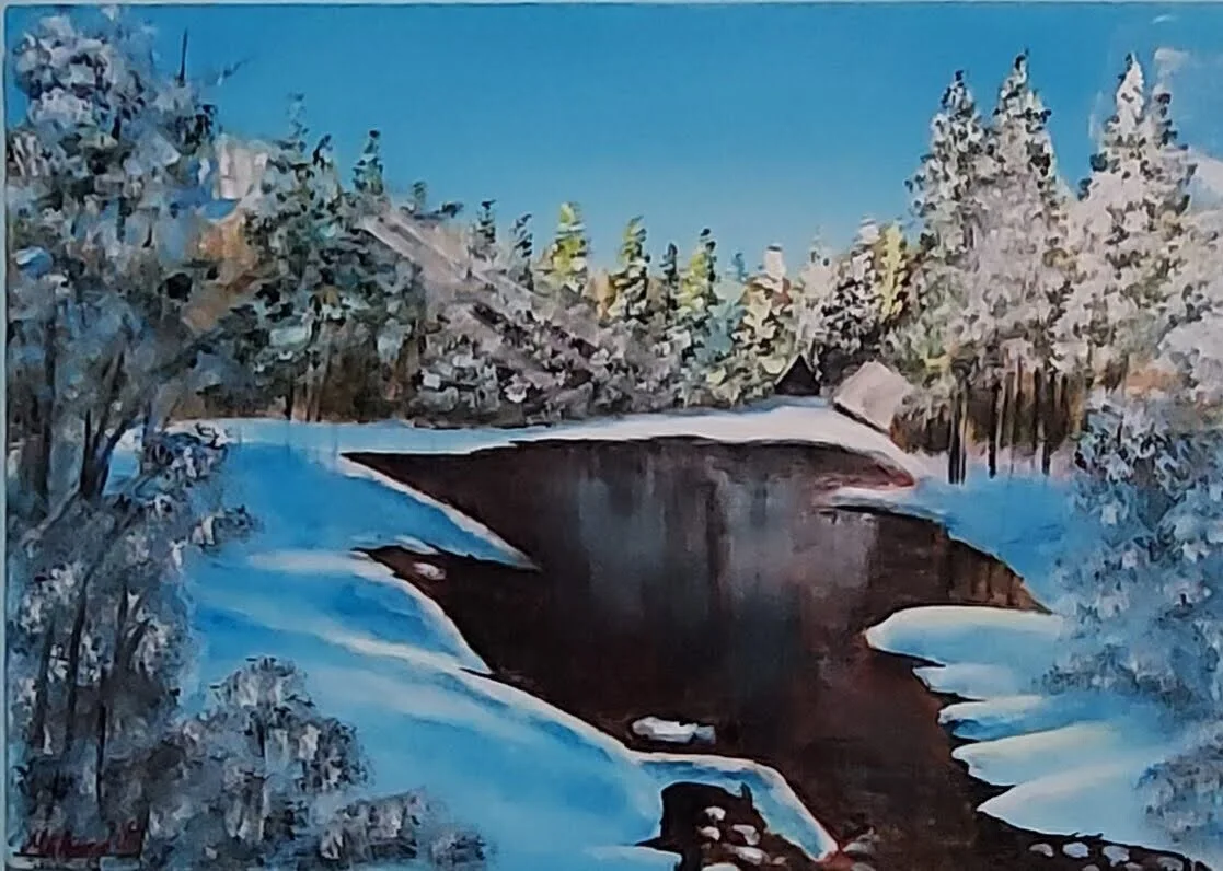 Akrylmålning Snow and forest av Mohammad Ali Qasimi