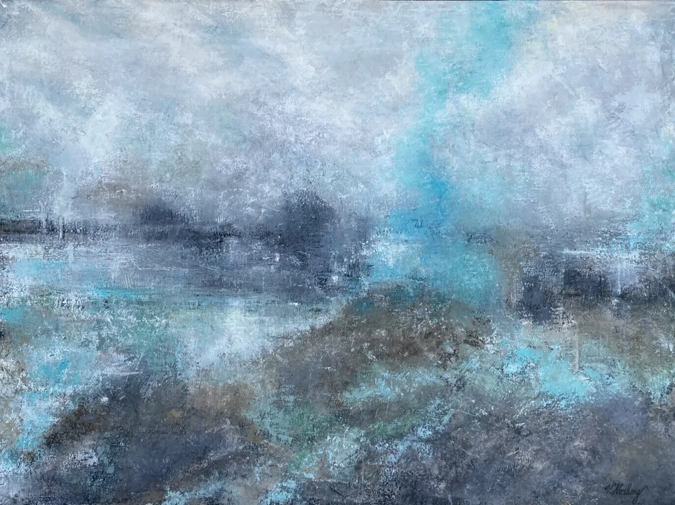 Akrylmålning In the misty bay av Vivecka Norberg