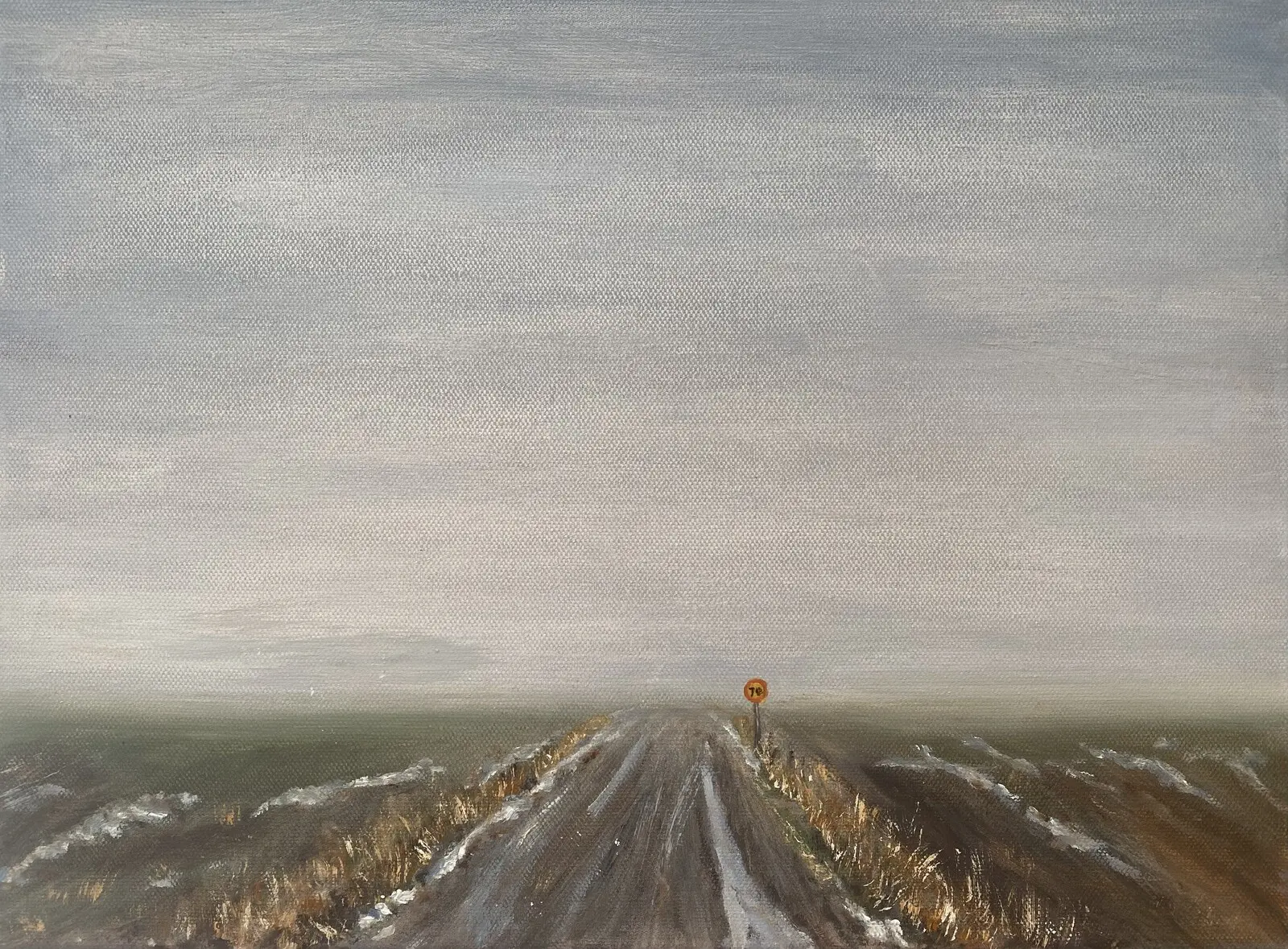 Oljemålning 70-väg in i ovisshet av Eva Lundqvist