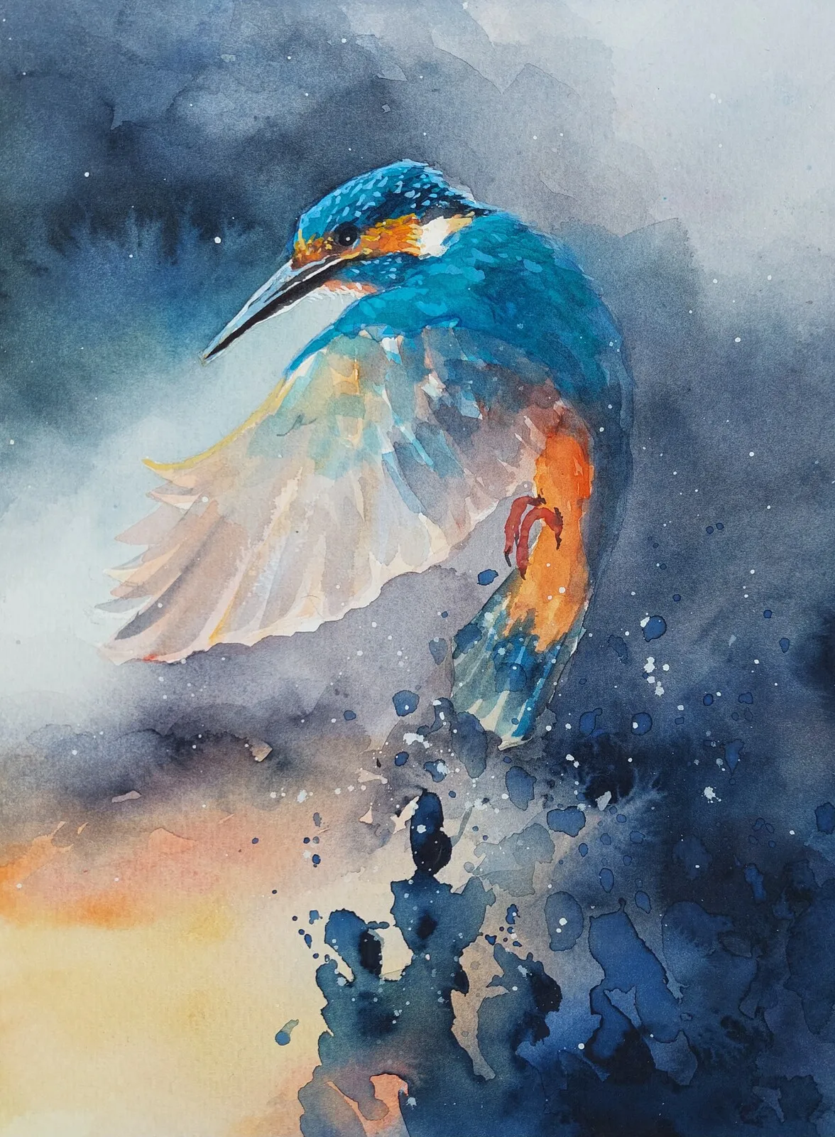 Akvarell Kungsfiskare II av David Forslund