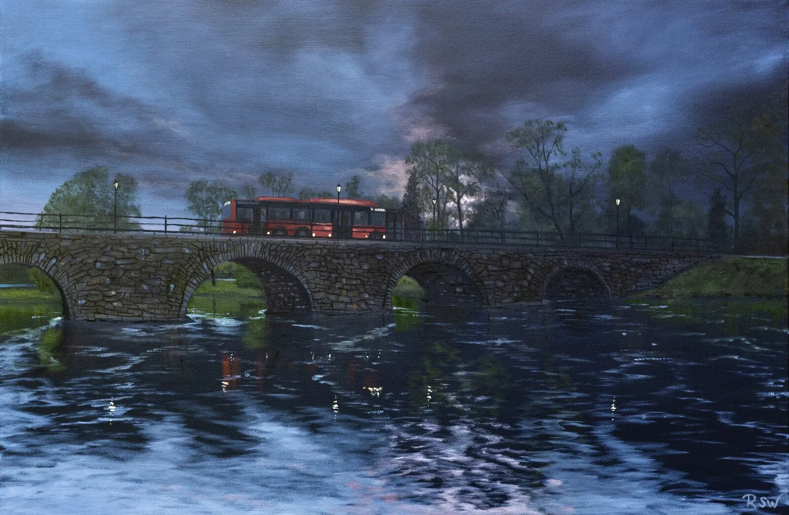 Oljemålning Stadsbussen av Robert Stålbro