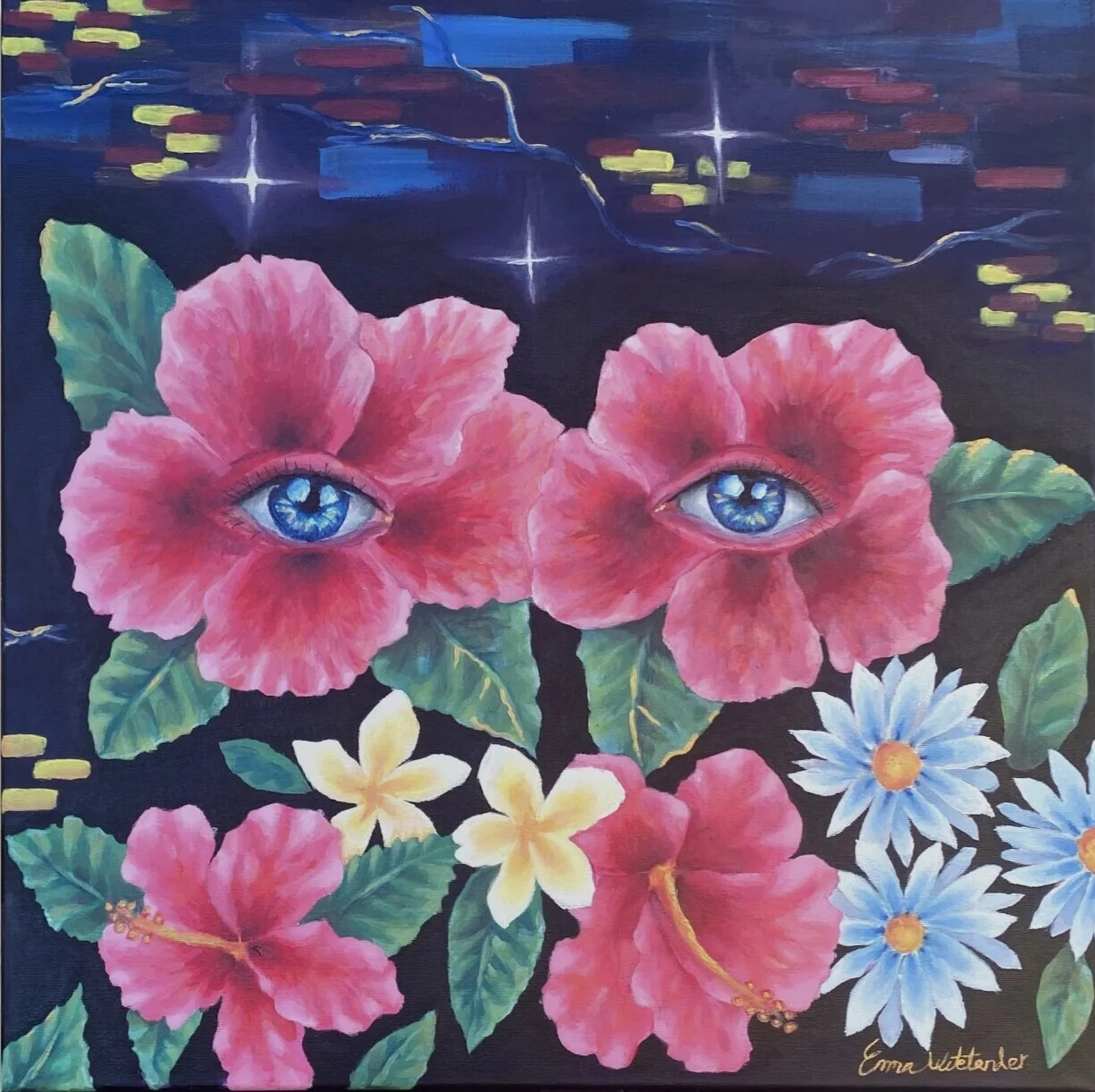 Akrylmålning Blommande blick av Emma Wiklander