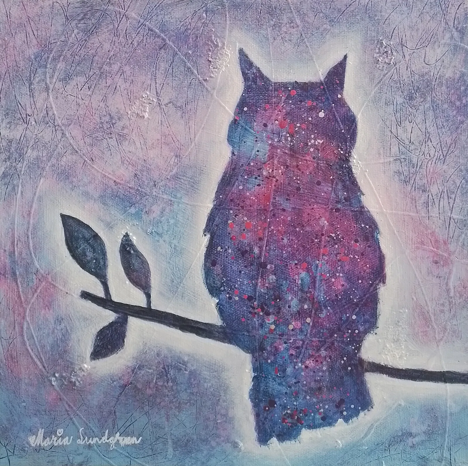 Akrylmålning Ugglan av Maria Lundgren