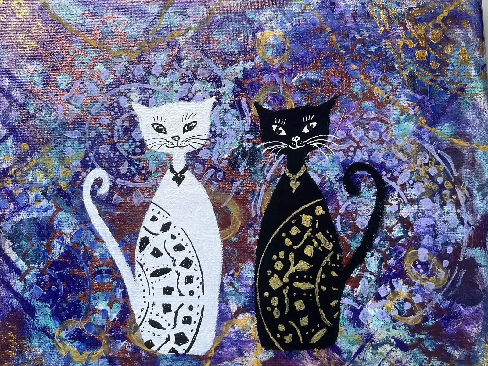 Akrylmålning Amies Mandalacats av Amie Norrman Söderman