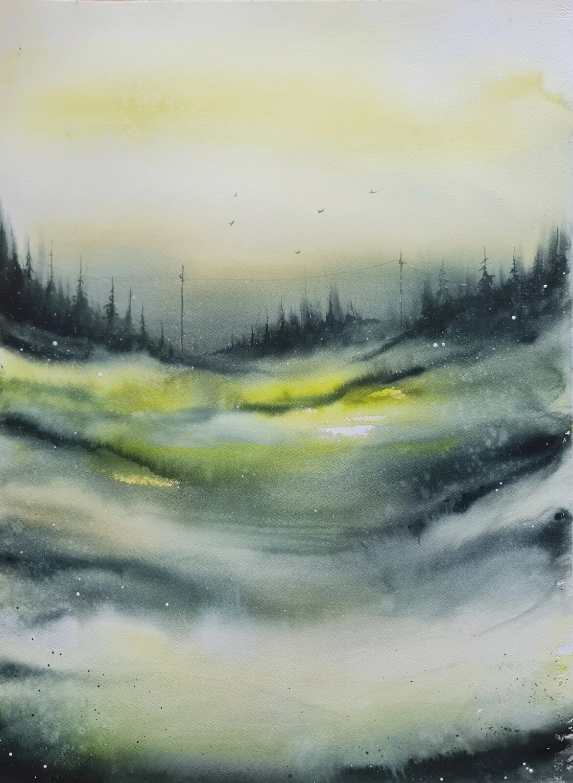 Akvarell Inhale av Pernilla Carlsson