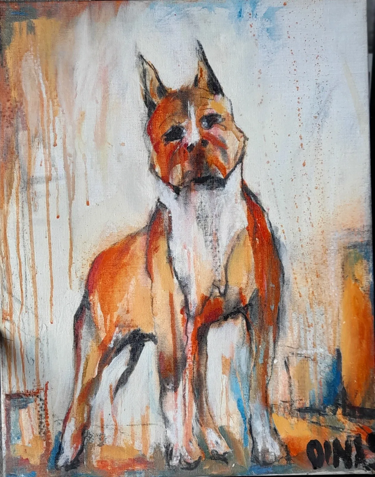 Akrylmålning Hund * av Mikael Oinas