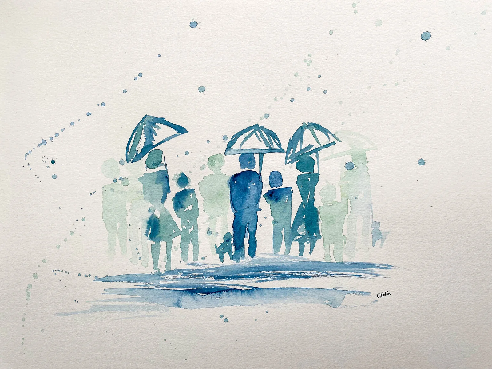 Akvarell De två herrarna av C. Flodén