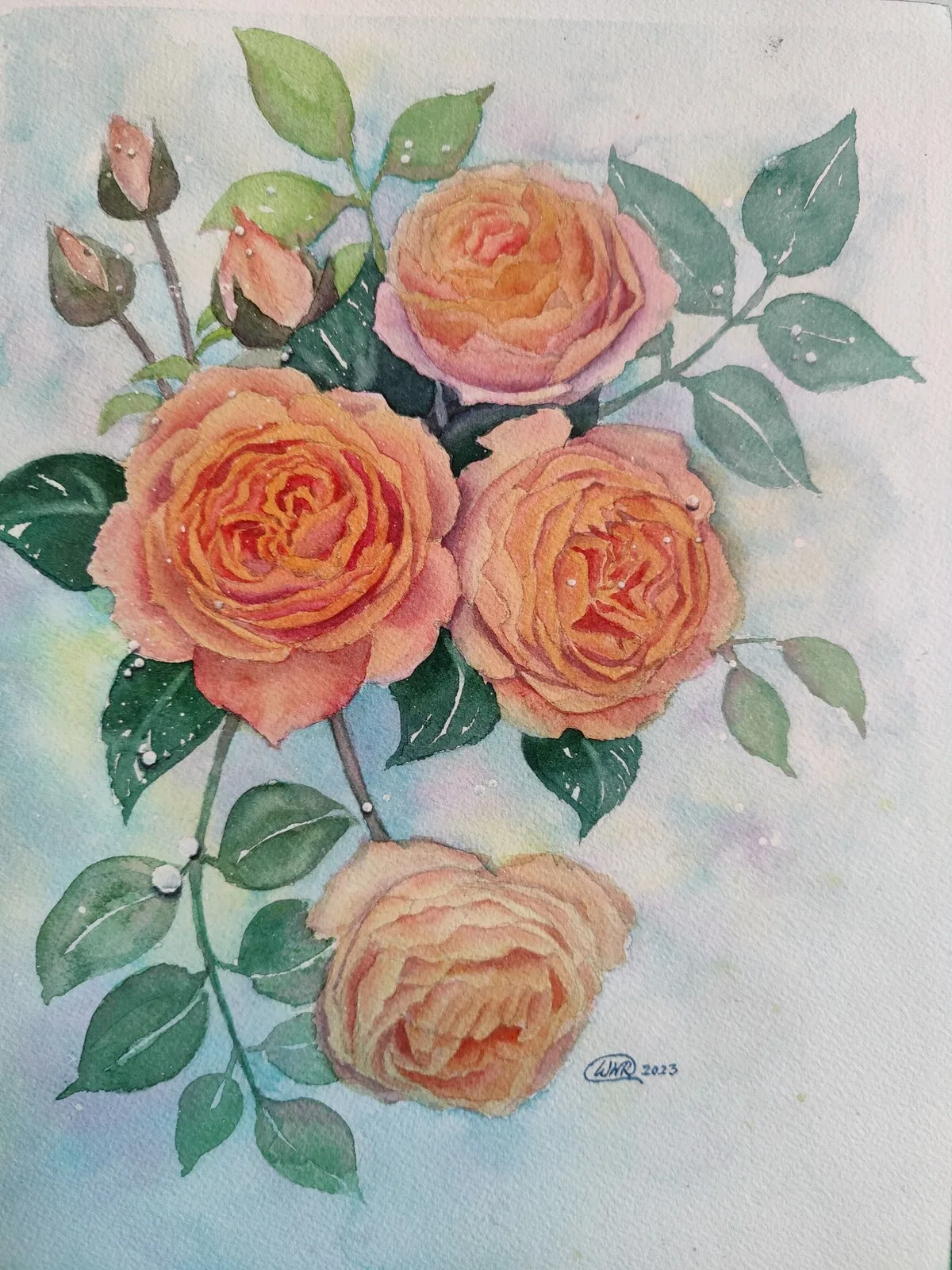 Akvarell Dreams of roses 03 av Wei Hing Rosenkvist