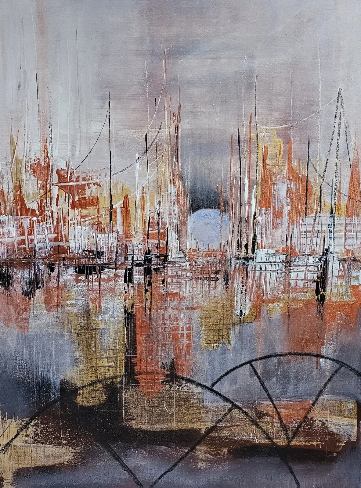 Akrylmålning Harbour av Jennie Söderlund