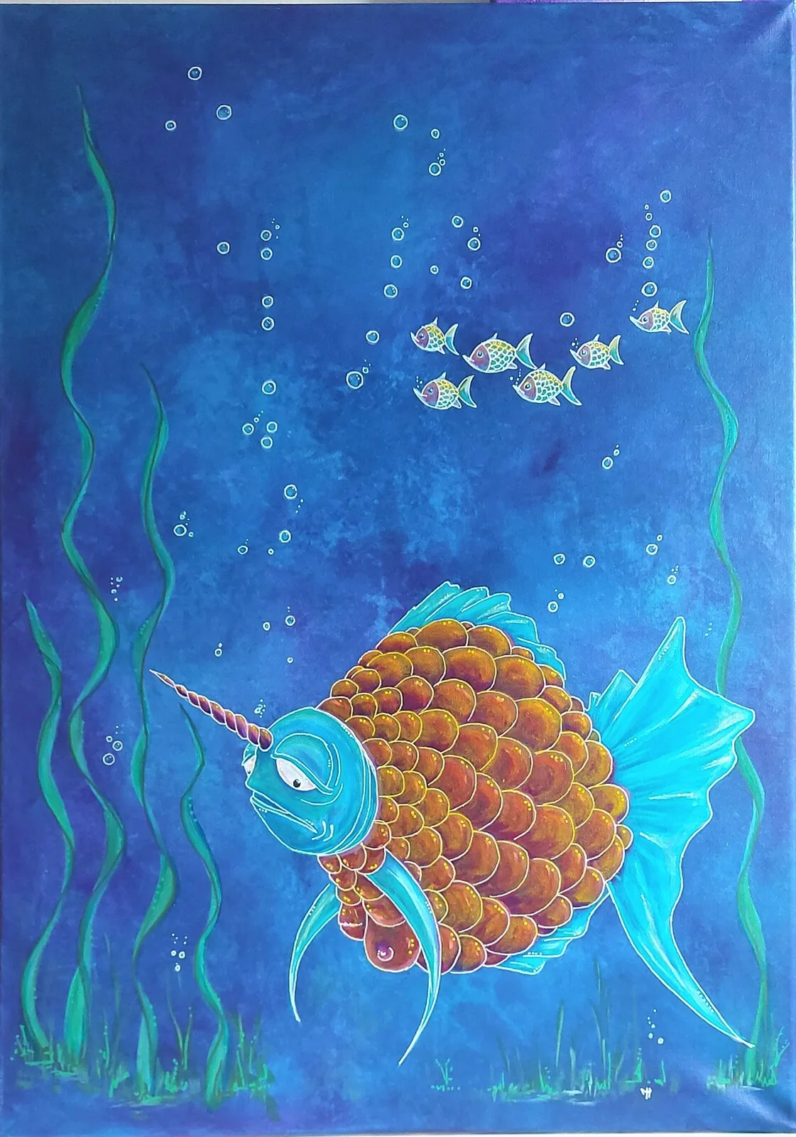 Akrylmålning Unicornfish av Maria Hofmann