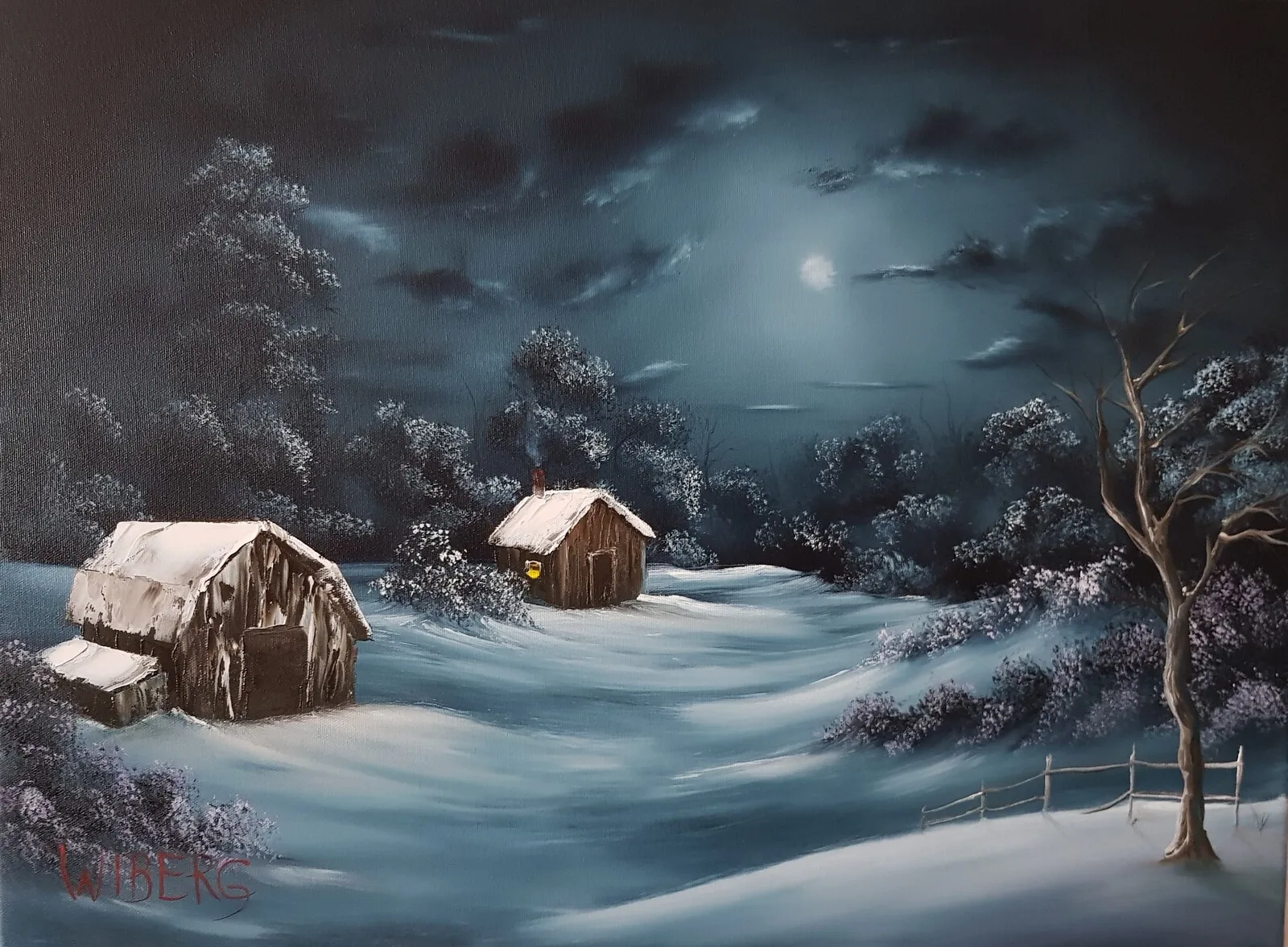 Oljemålning 19.12. Evening's Peace av Anders Wiberg