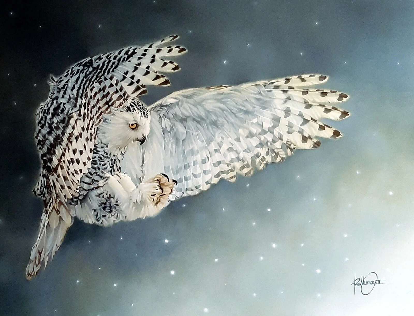 Oljemålning Snowy Approach av Ralph Murray III