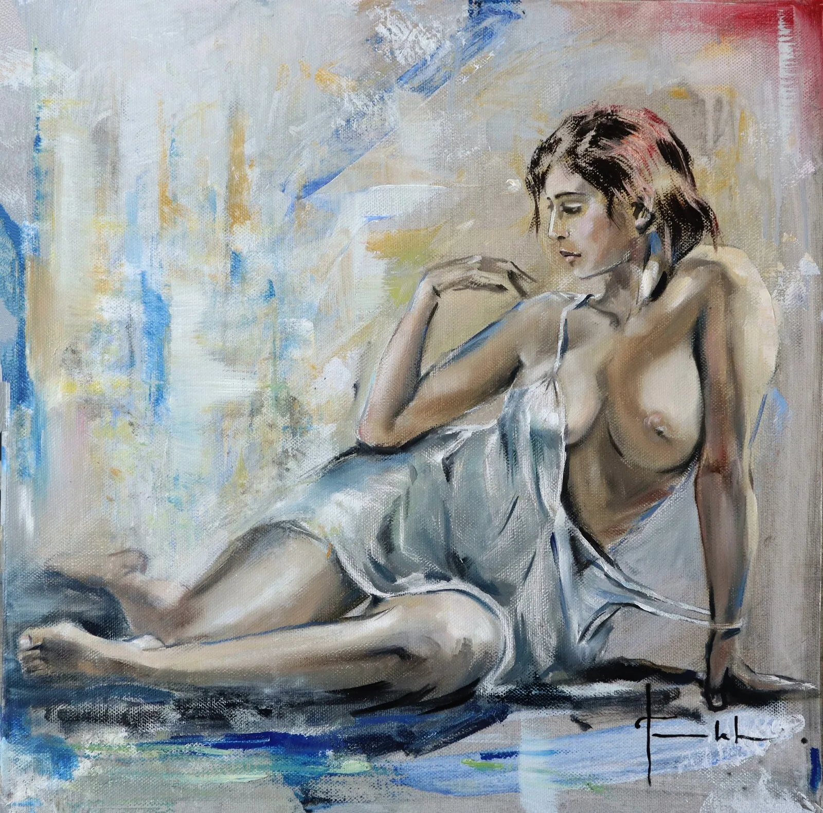 Oljemålning Naken tjej. Nude female figure av Igor Fominykh