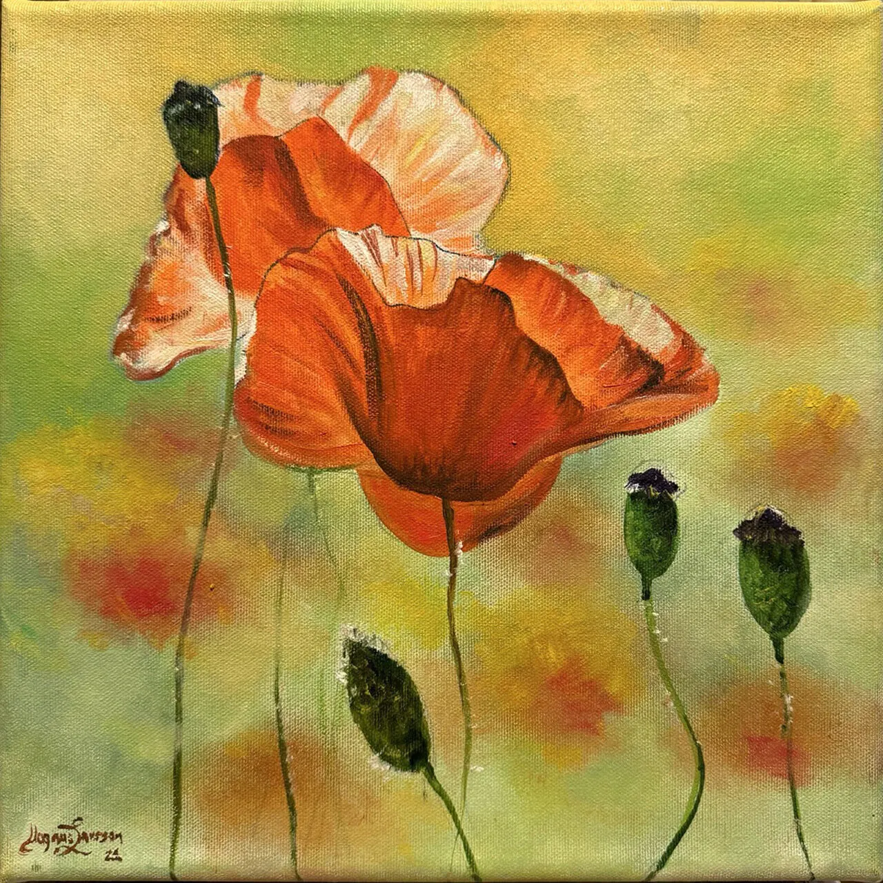 Oljemålning Vallmo av Magnus Larsson