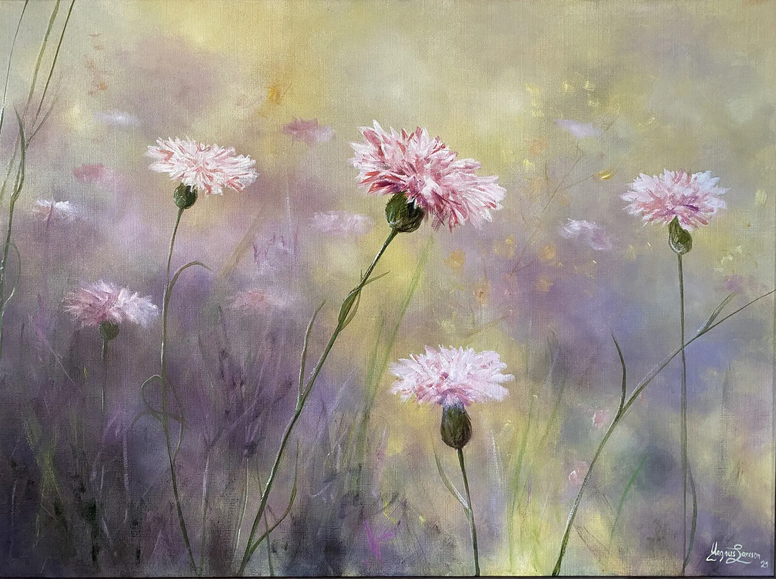 Oljemålning Sommarblommor av Magnus Larsson