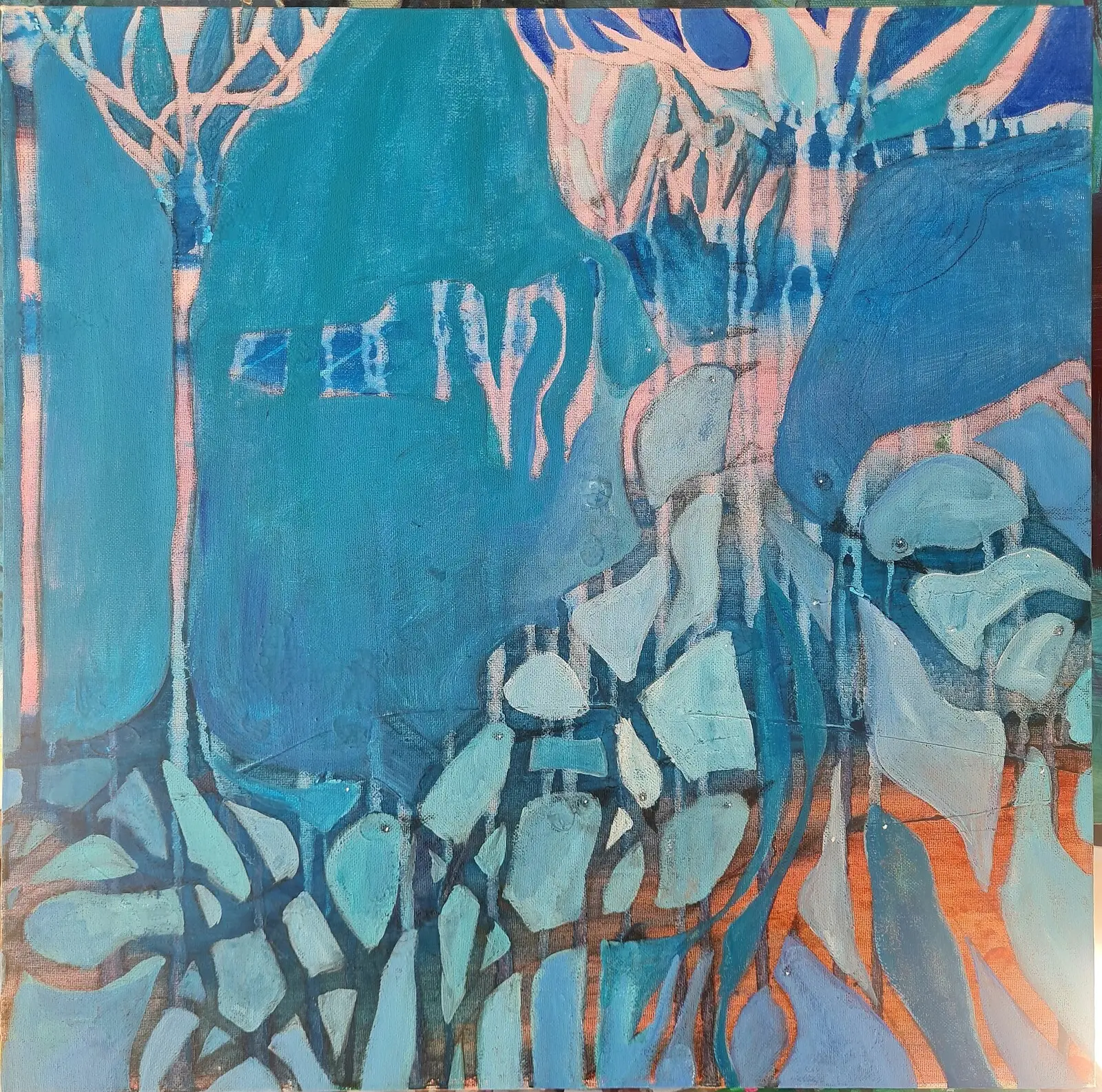 Akrylmålning Hallå! av Mia Wikland