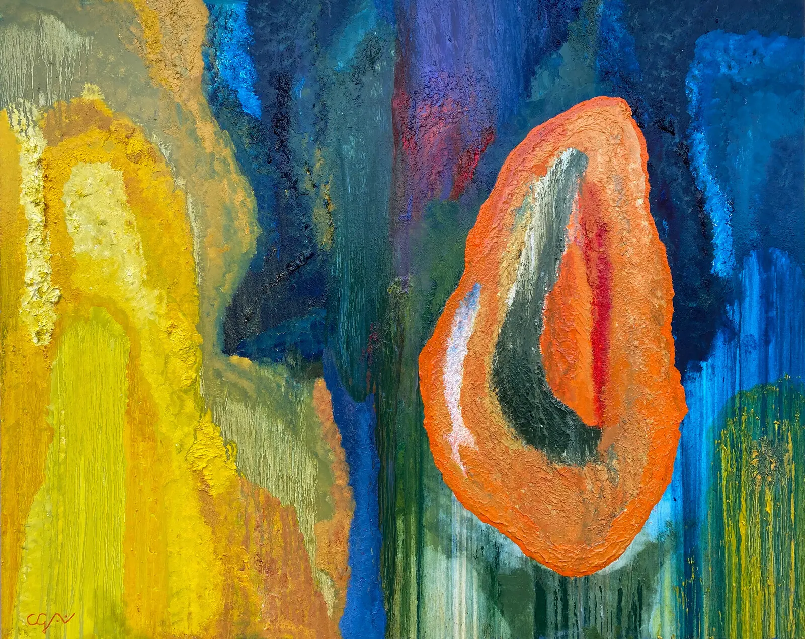 Oljemålning Papaya av Cornelia Gullberg