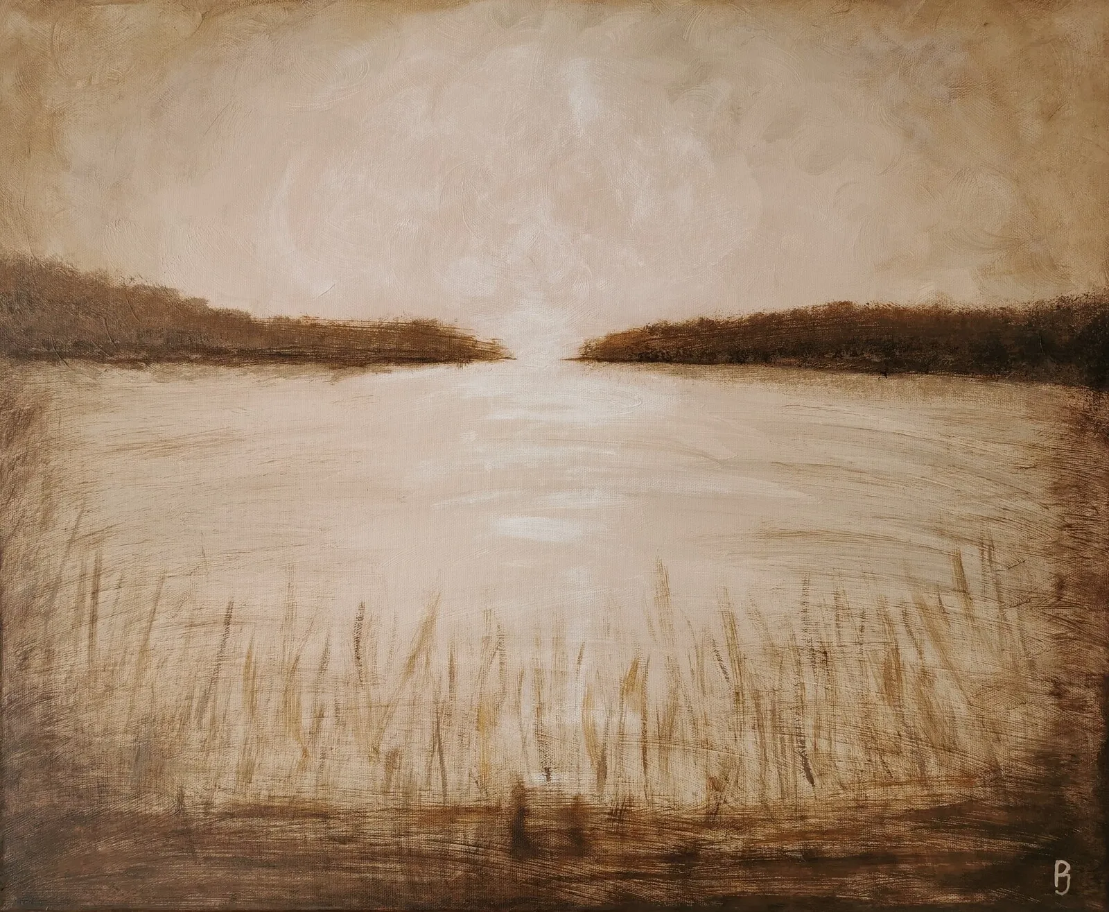 Akrylmålning Bortom vassen av Pauline Jolly