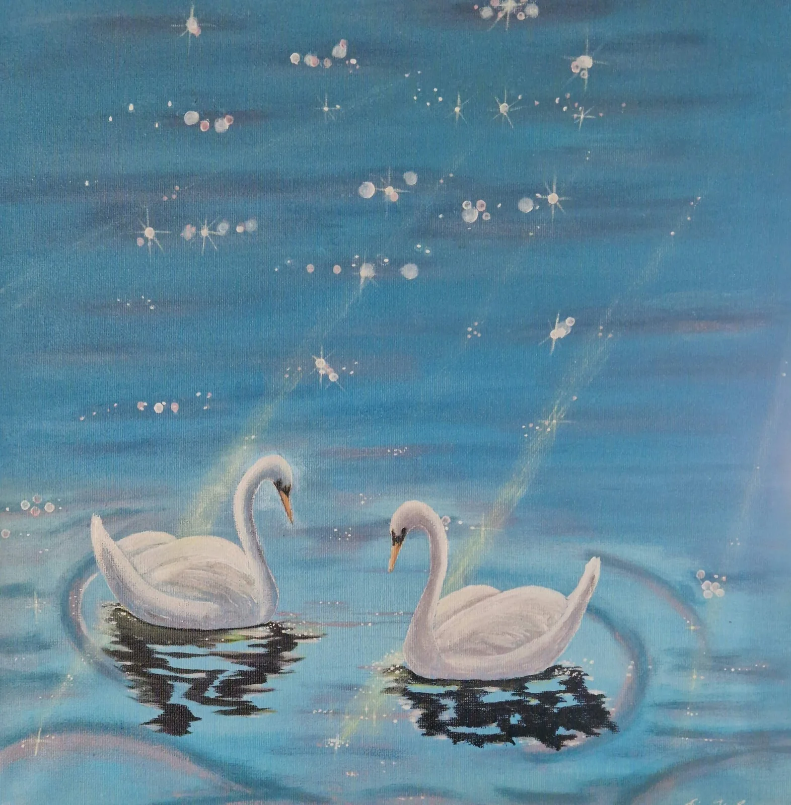 Akrylmålning Mr and Mrs Swan av Pia K. Egeriis