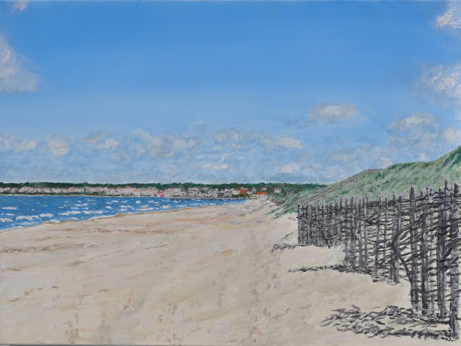 Oljemålning Stranden mot Skälderviken av Karl-Erik Svensson