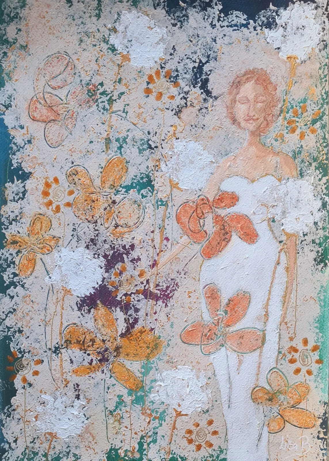 Akrylmålning Blomsterträdgården av Liselotte Blomberg