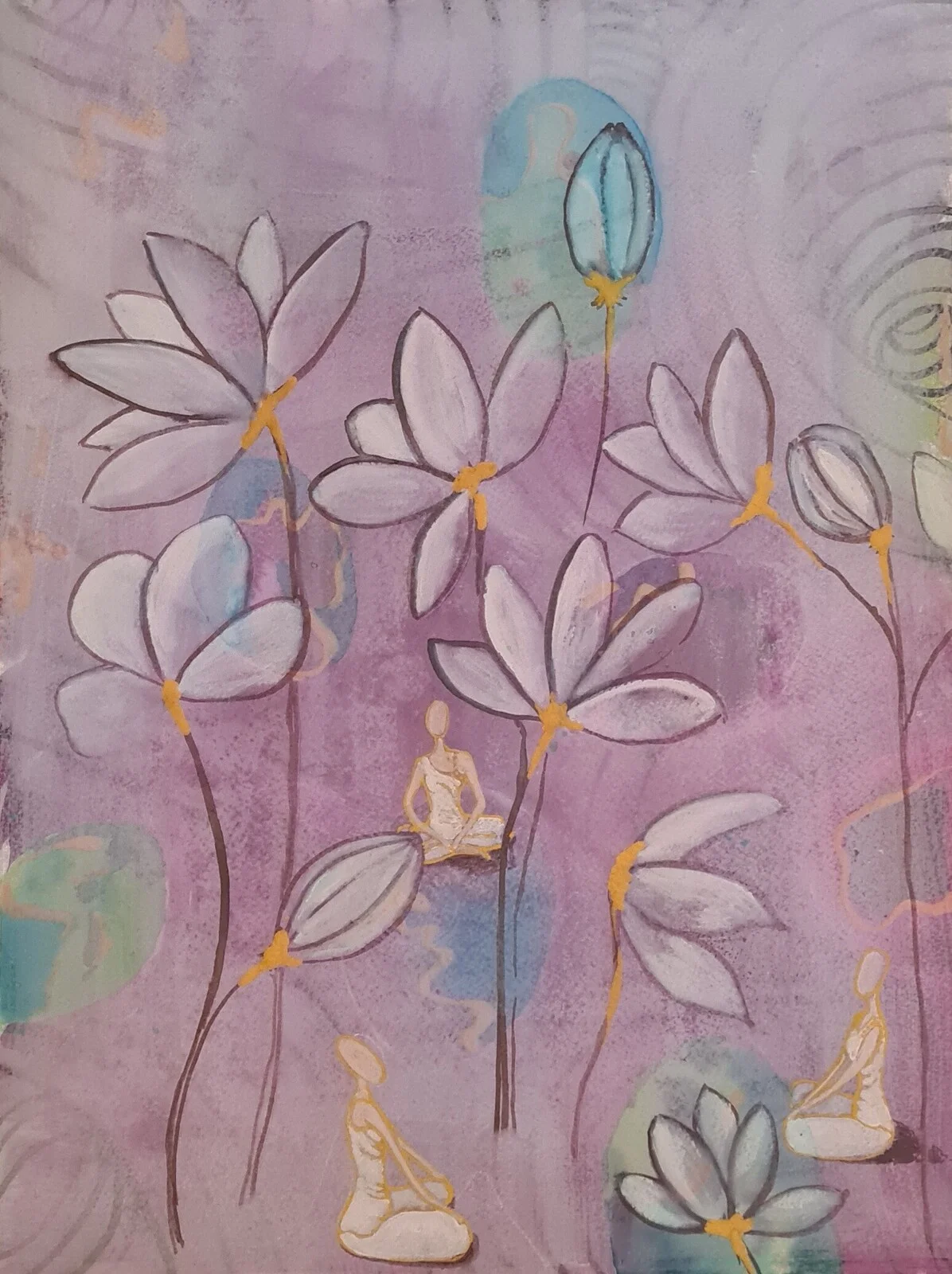 Akrylmålning Buddhas Garden av Liselotte Blomberg