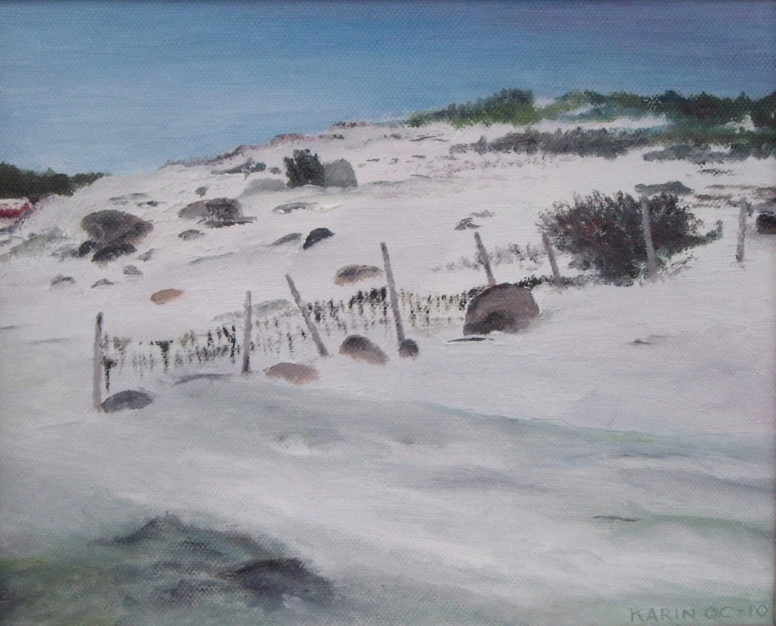 Oljemålning Vinter i kalkebacken av Karin Olander Carlson