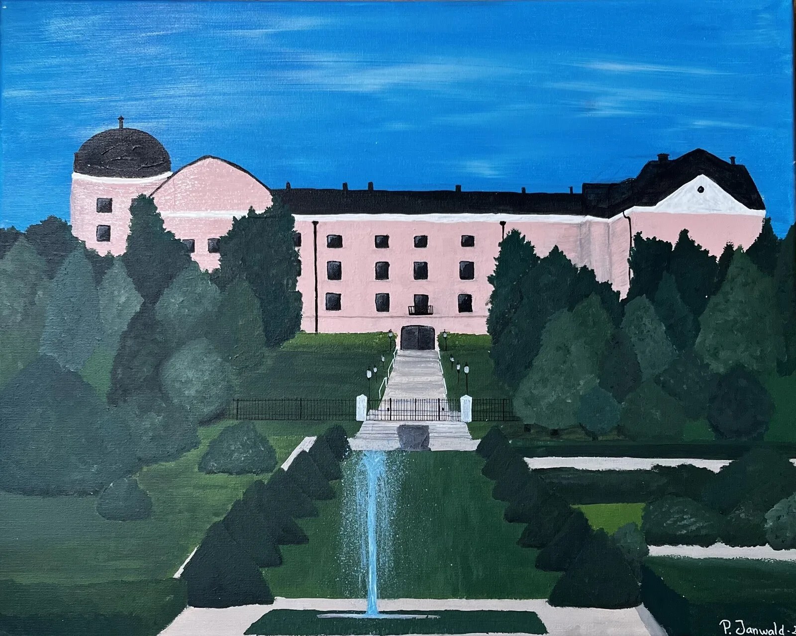 Akrylmålning Uppsala slott av Paulina Janwald