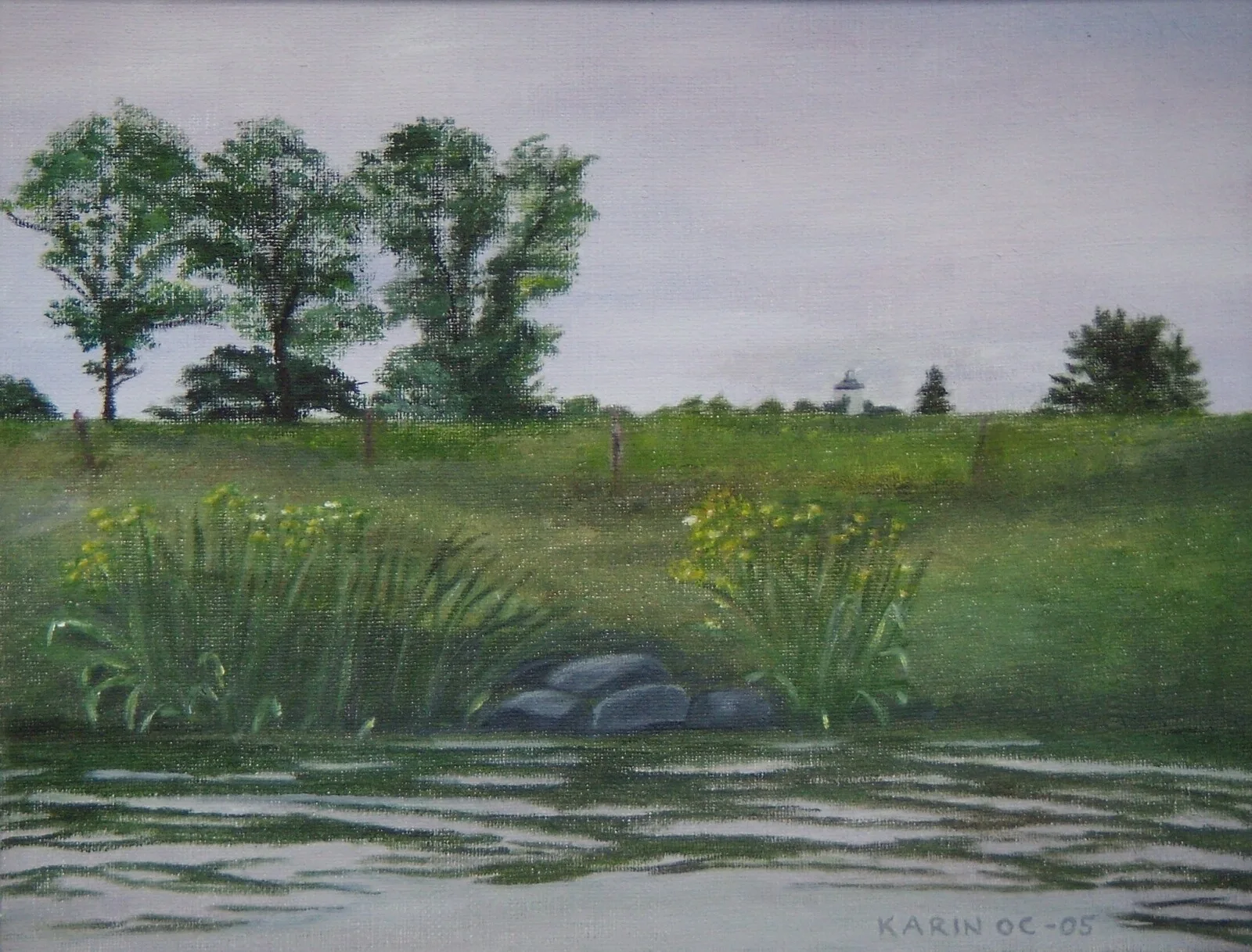 Oljemålning Götakanal av Karin Olander Carlson