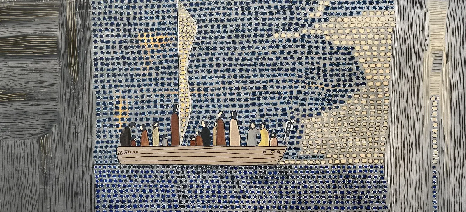 Akrylmålning Skeppet till himlen av Vivianne Otsa