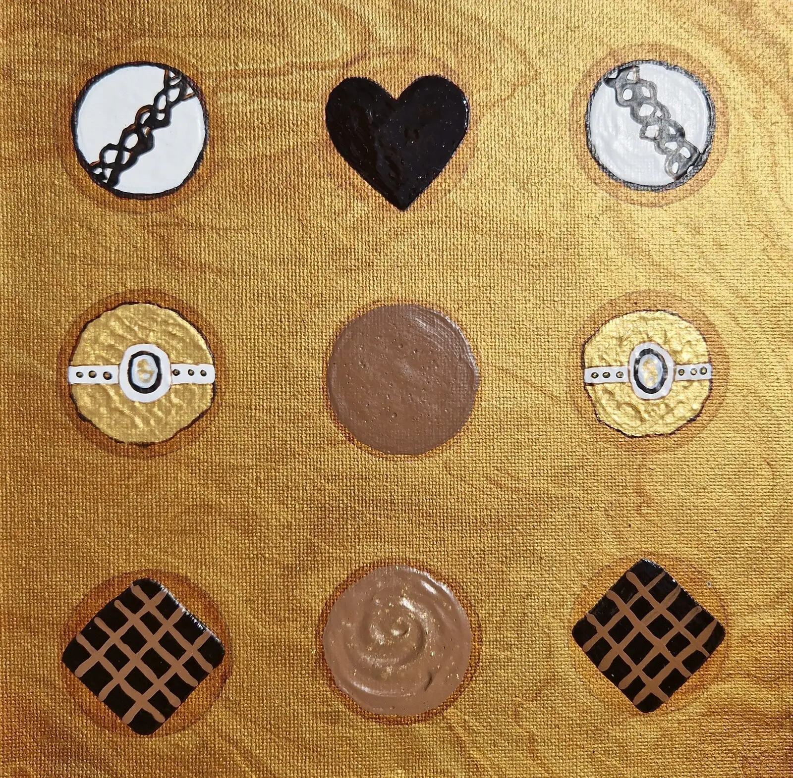 Akrylmålning Chocolate in a golden box av Pauline Axner Neroth