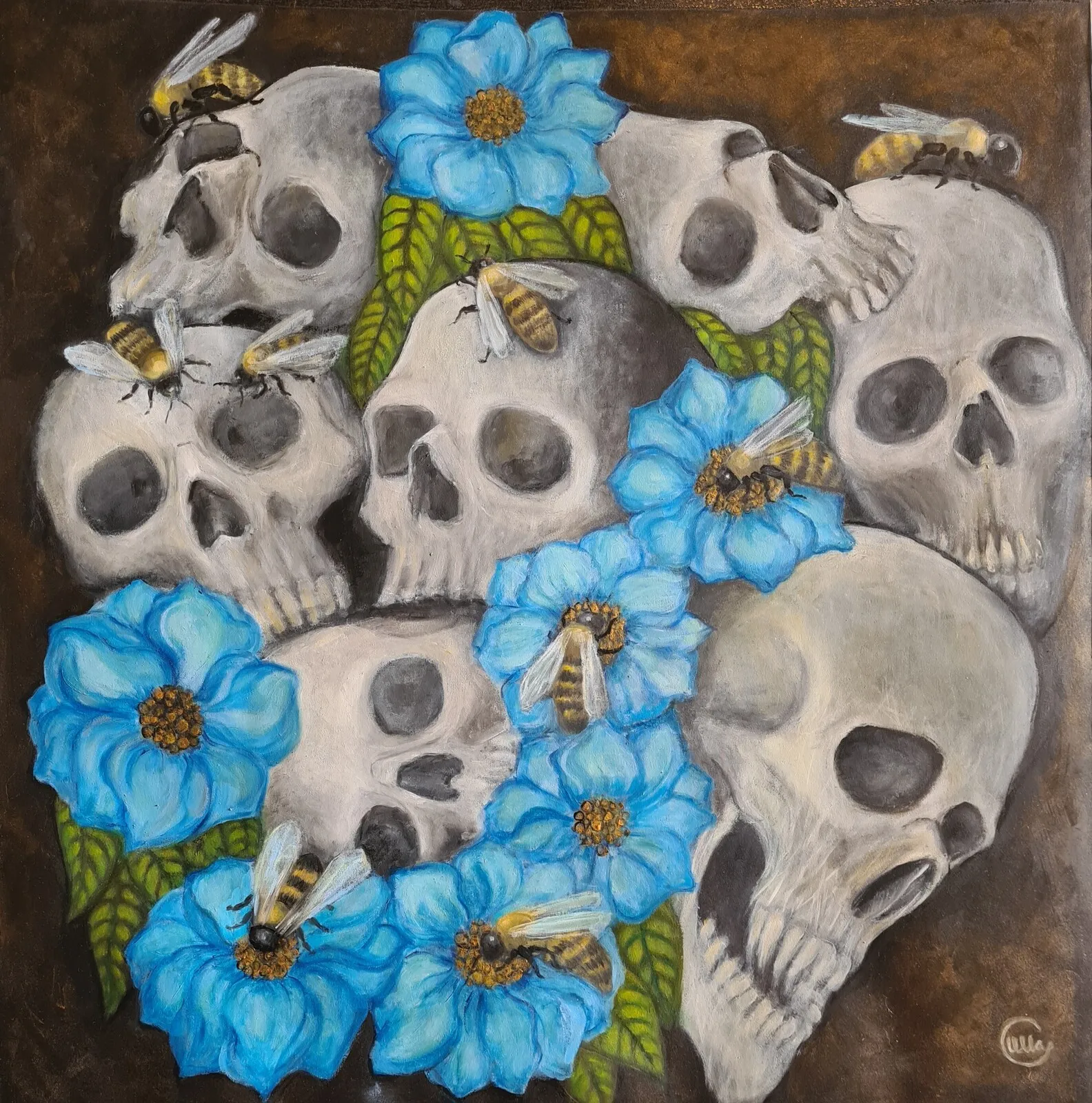 Oljemålning Life and death av Ulla Silcock