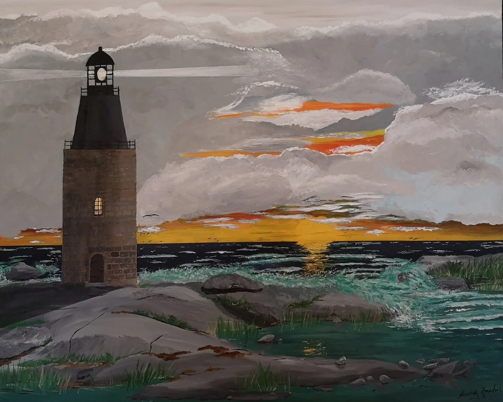 Akrylmålning Fyren av Sune Bruhn