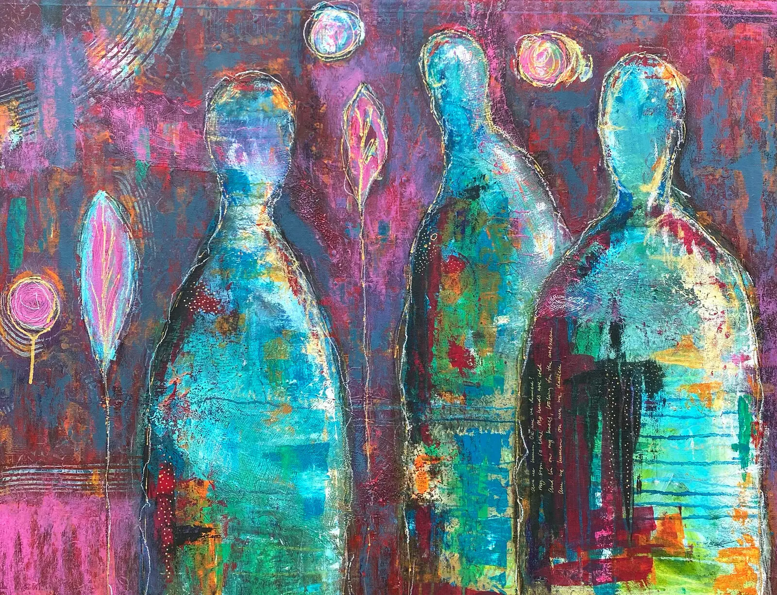 Akrylmålning ARE WE HUMAN av Madeleine Skog Larsson