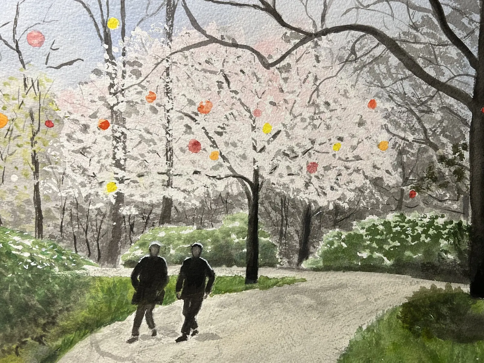 Akvarell Körsbärsblom av Eva Leckborn