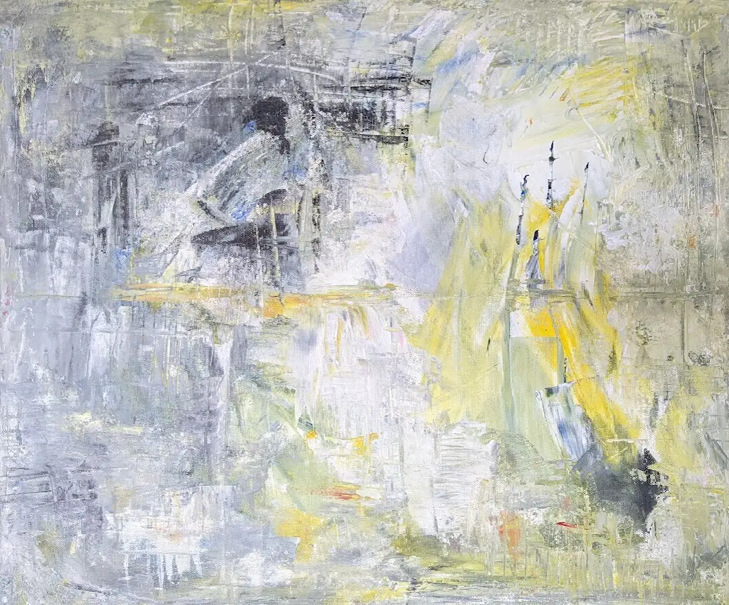 Akrylmålning Gul 0123 av Lena Gudéhn