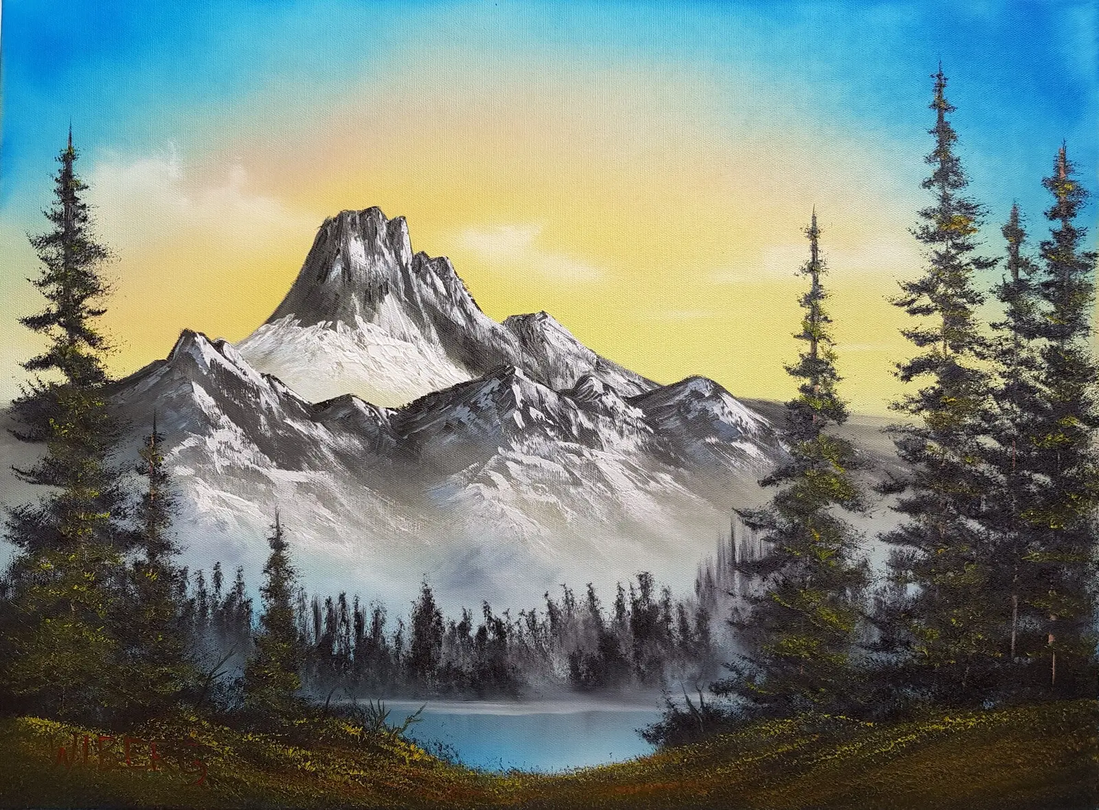 Oljemålning 21.12. Lone Mountain av Anders Wiberg