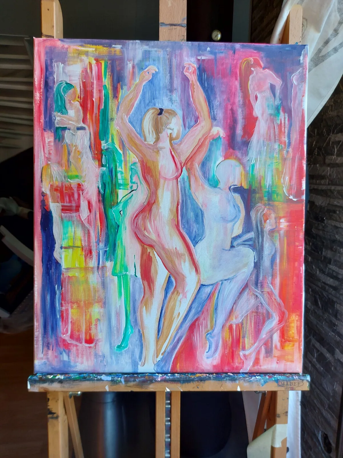 Akrylmålning Colour explosion av Lisa Brunelius