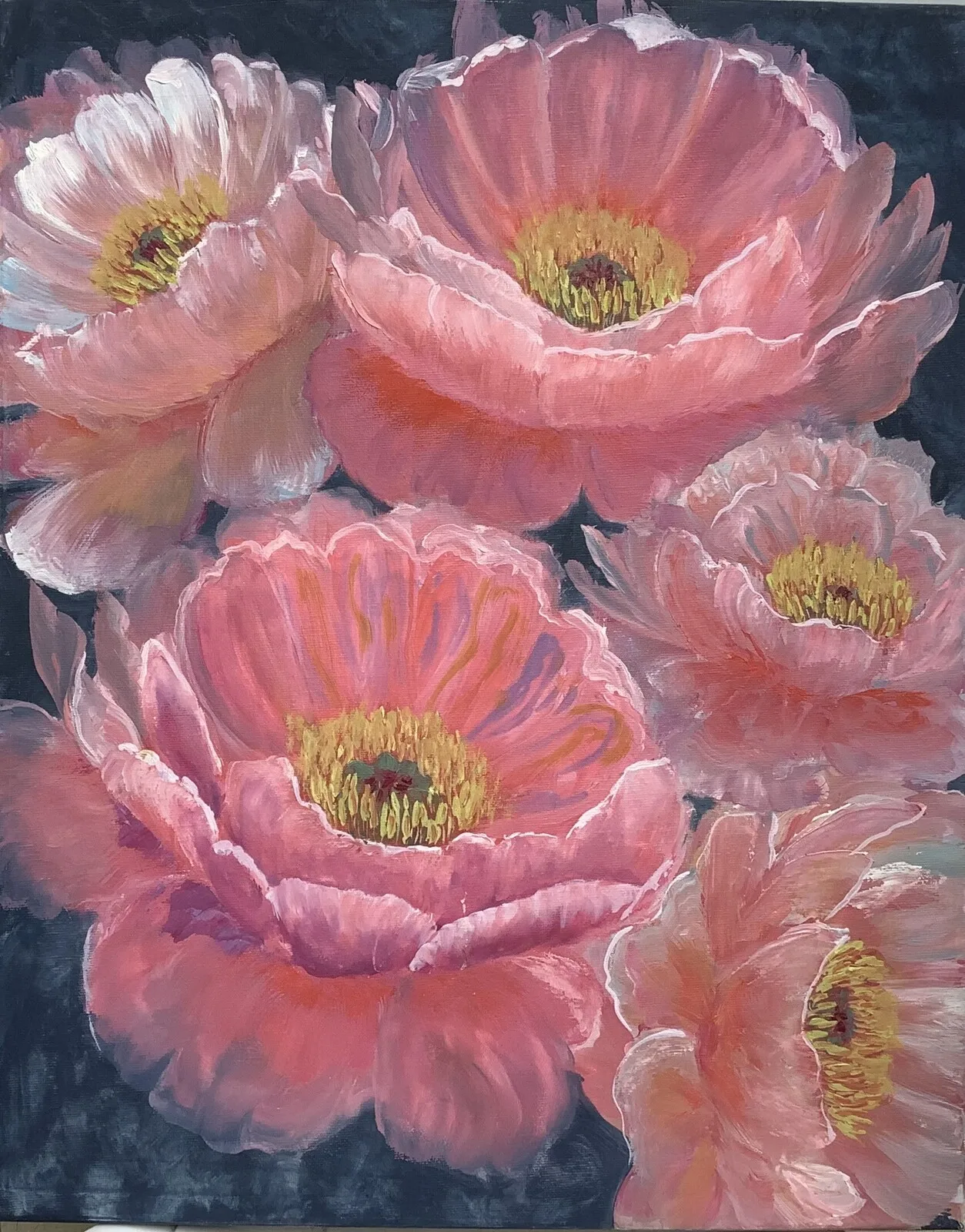 Oljemålning Delicate peonies av Marina Jansson