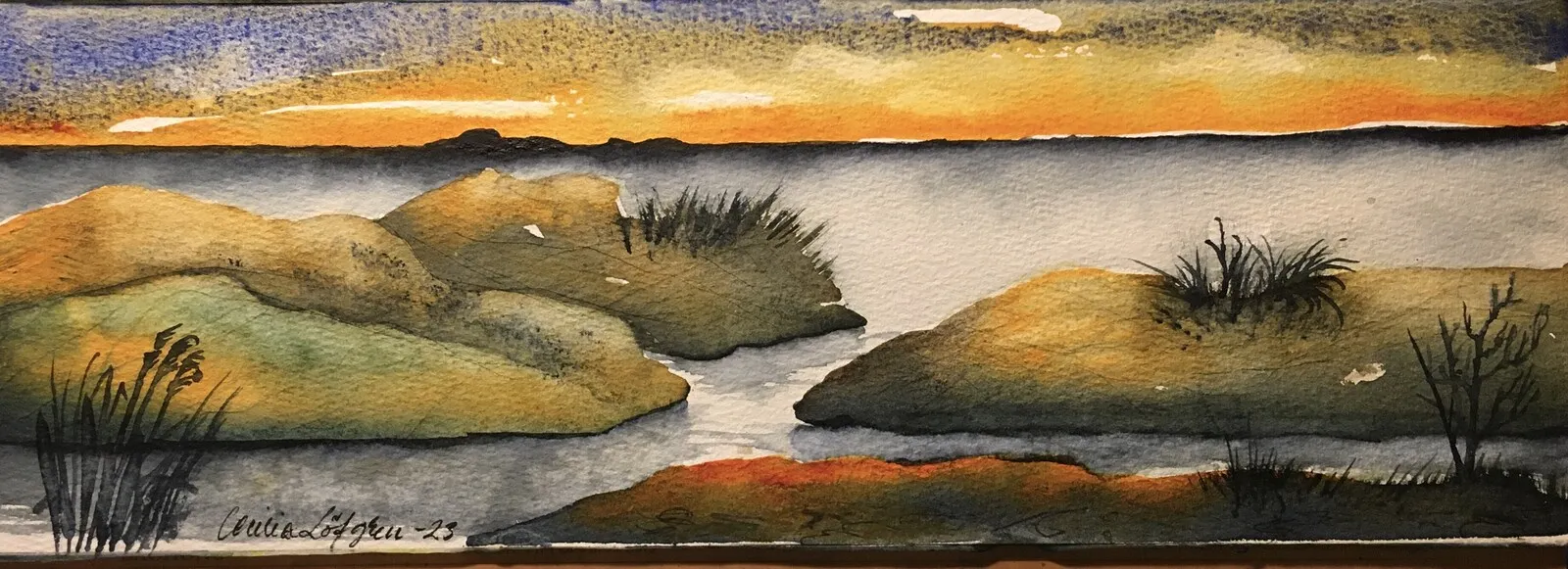 Akvarell Evening glow av Cecilia Löfgren