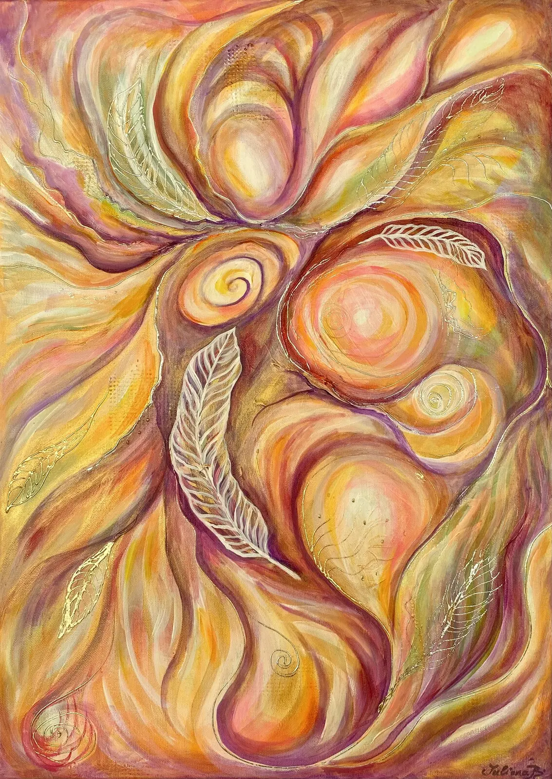 Akrylmålning Fjädrar av Juliana Boneva