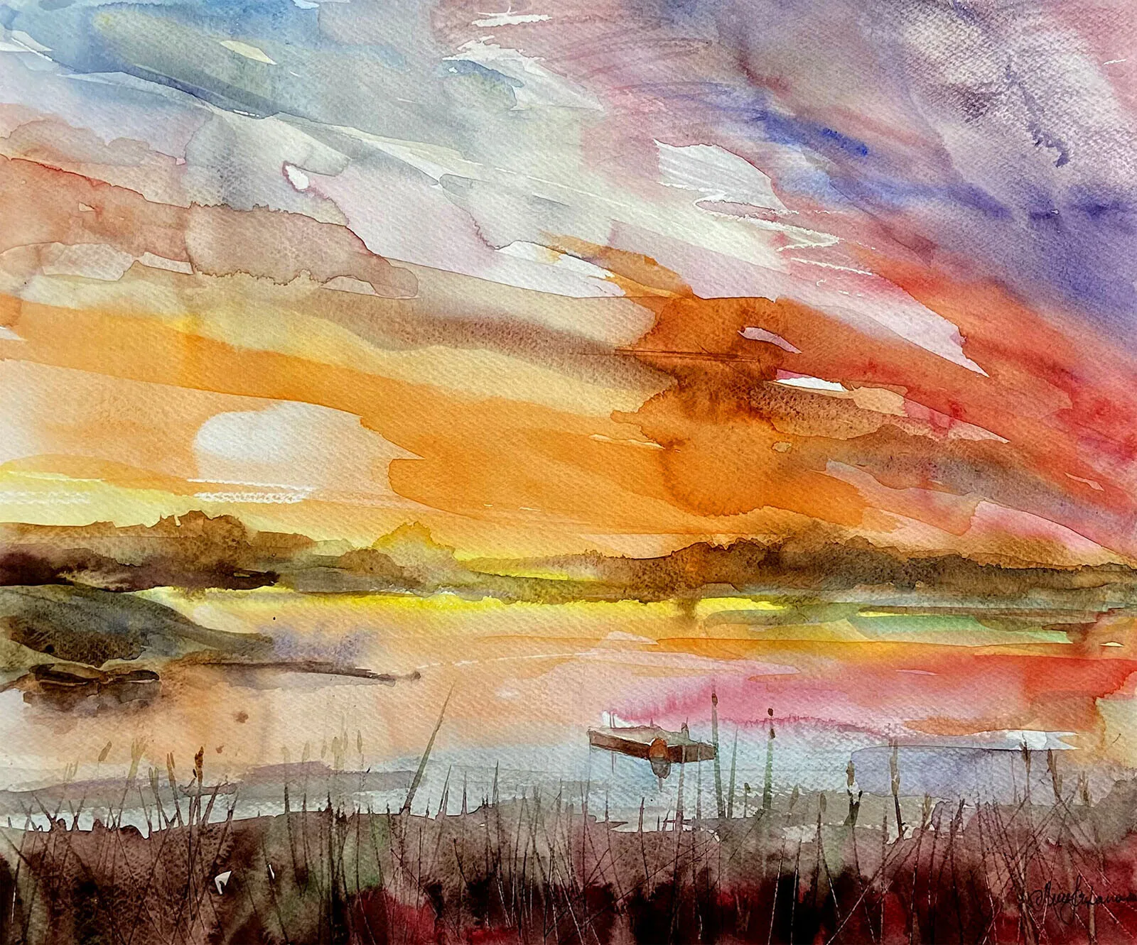 Akvarell Countryside in Art av Lana Leuchuk